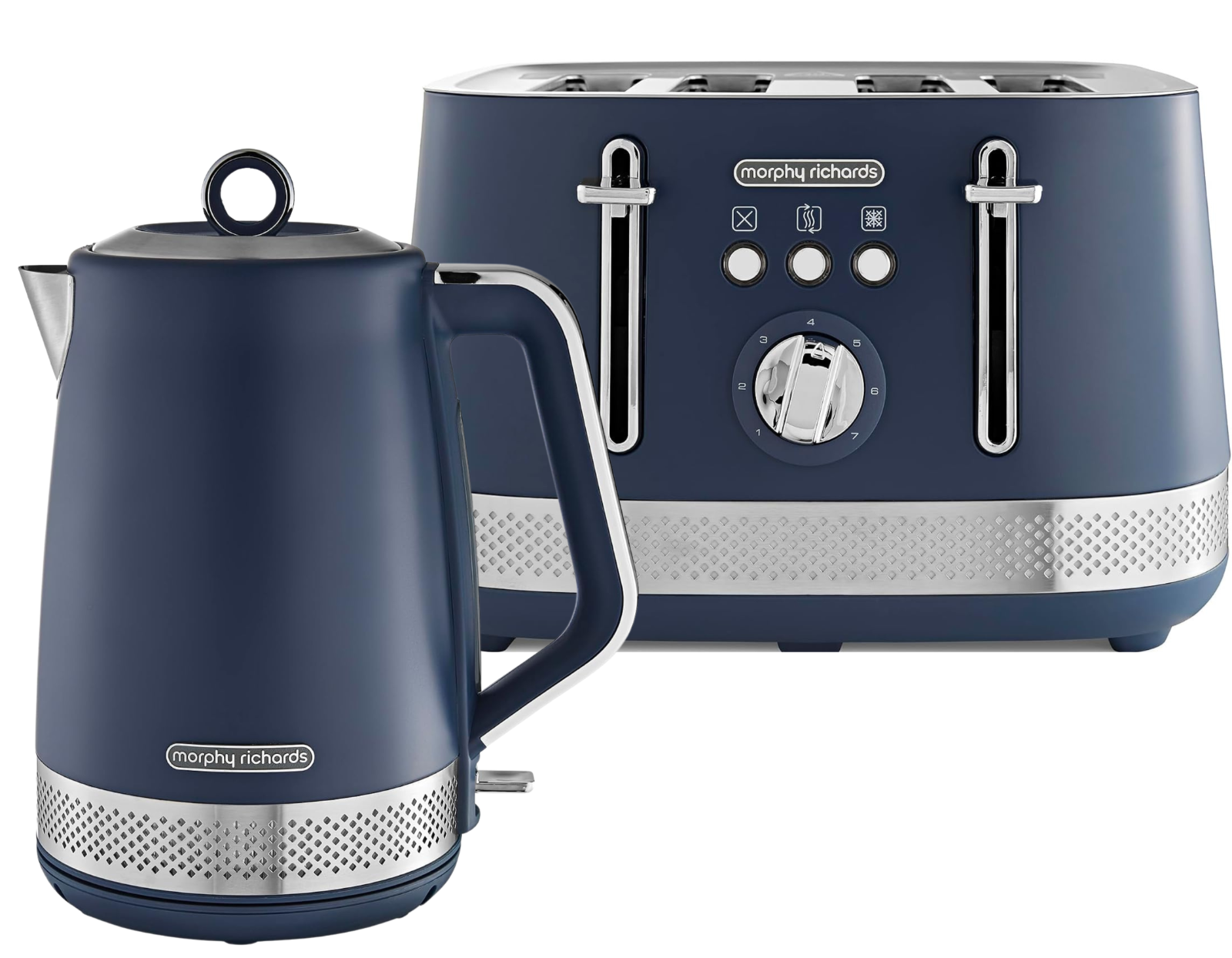 Morphy Richards Illumination Navy Peony 1.7L Jug Kettle & 4 Slice Toaster Set0