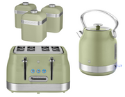 Swan Retro Revive Green Stovetop Design Kettle 4 Slice Toaster & Canisters Set0