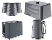 Swan Windsor Grey Kettle Toaster Breadbin Canisters Matching Kitchen Bundle Set0