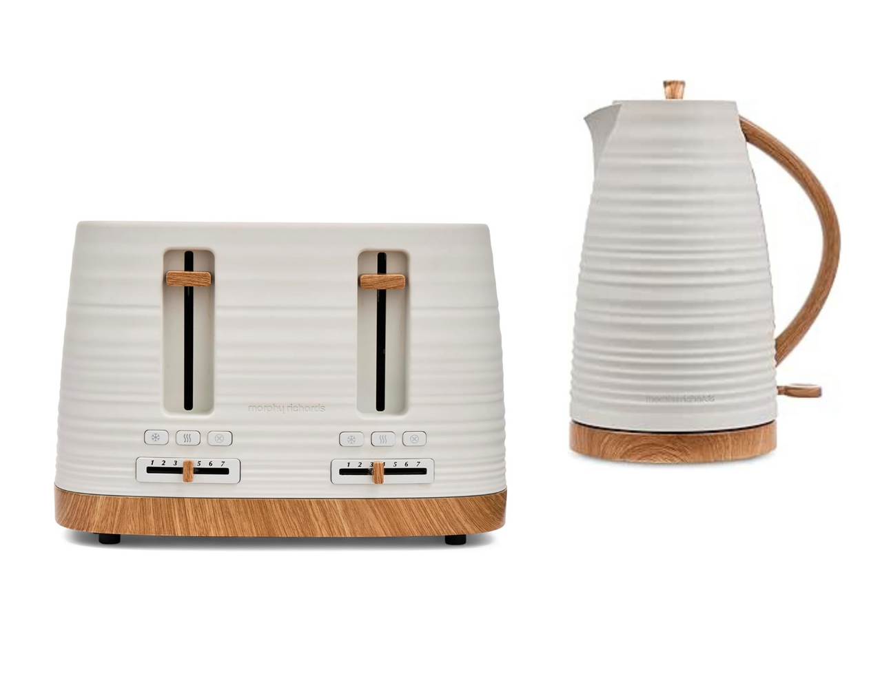 Morphy Richards Clay Range Kettle and 4 Slice Toaster in China White0