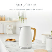 Swan Fjord Jug Kettle White Scandi Design with Wooden Accents SK19024WHT3
