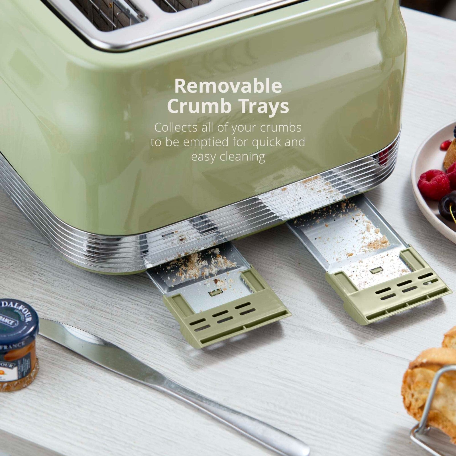 Swan Retro Revive Green Kettle 4 Slice Toaster & 3c Canisters Kitchen Bundle Set9