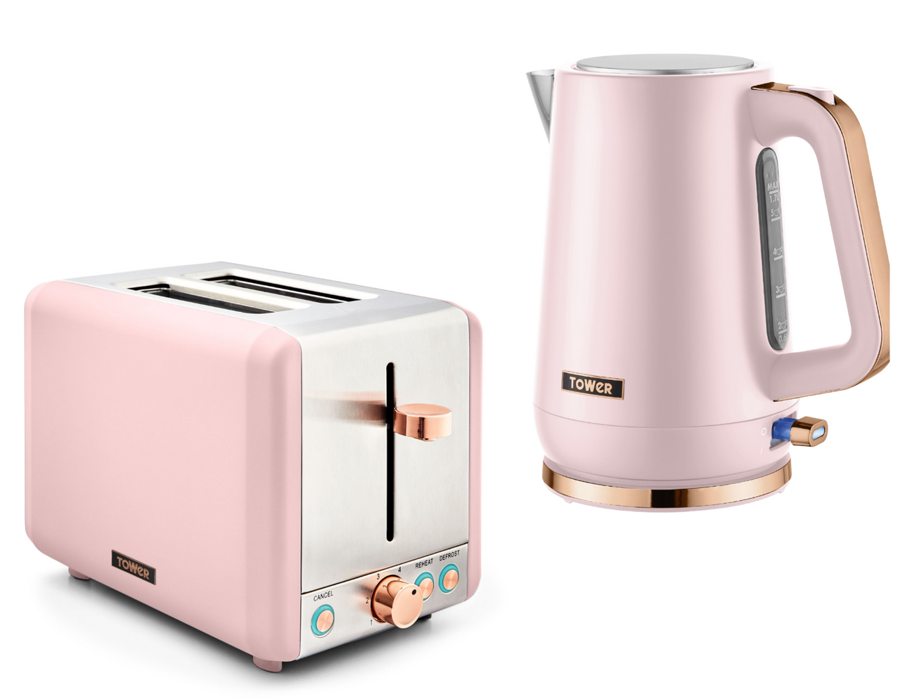 Tower Cavaletto Pink  Jug Kettle and 2 Slice Toaster Matching Kitchen Set0