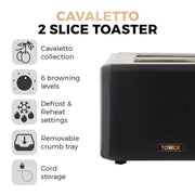 Tower Cavaletto Kettle, 2 Slice Toaster, Canisters, Bread Bin & Microwave Black6
