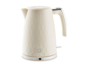 Swan Hexton Cream Rapid Boil Kettle 1.7L 3KW Hexagonal Texture Chrome Accents0