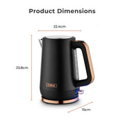 Tower Cavaletto 1.7L Kettle 3KW Rapid Boil | 360° Swivel Base | Black/Rose Gold5