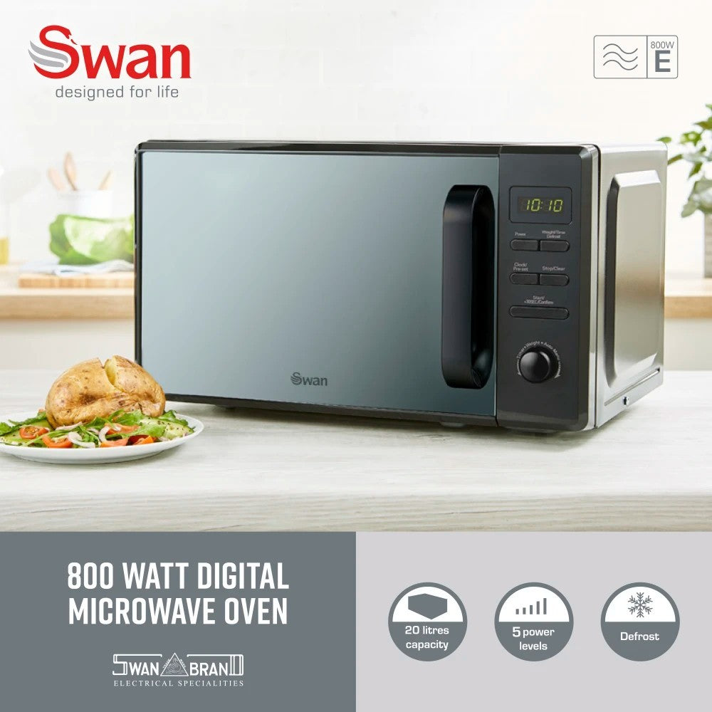 Swan Solace Black Kettle Toaster Microwave & Matching Kitchen Storage Set2