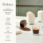 Swan Solace Cream Breadbin Canisters Kitchen Storage Set Chrome Trim2