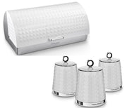 Morphy Richards Dimensions White Bread Bin & Canisters Kitchen Storage Set