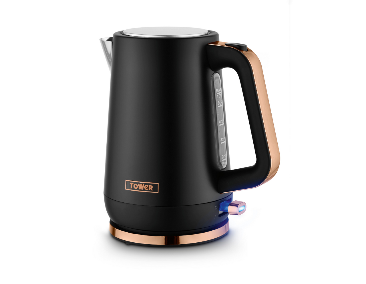 Tower Cavaletto 1.7L Kettle 3KW Rapid Boil | 360° Swivel Base | Black/Rose Gold0