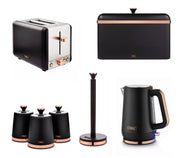 Tower Cavaletto Kettle, 2 Slice Toaster, Canisters, Bread Bin & Towel Pole Black0