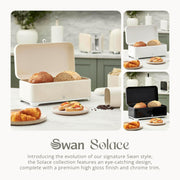 Swan Solace Cream Breadbin Canisters Kitchen Storage Set Chrome Trim3