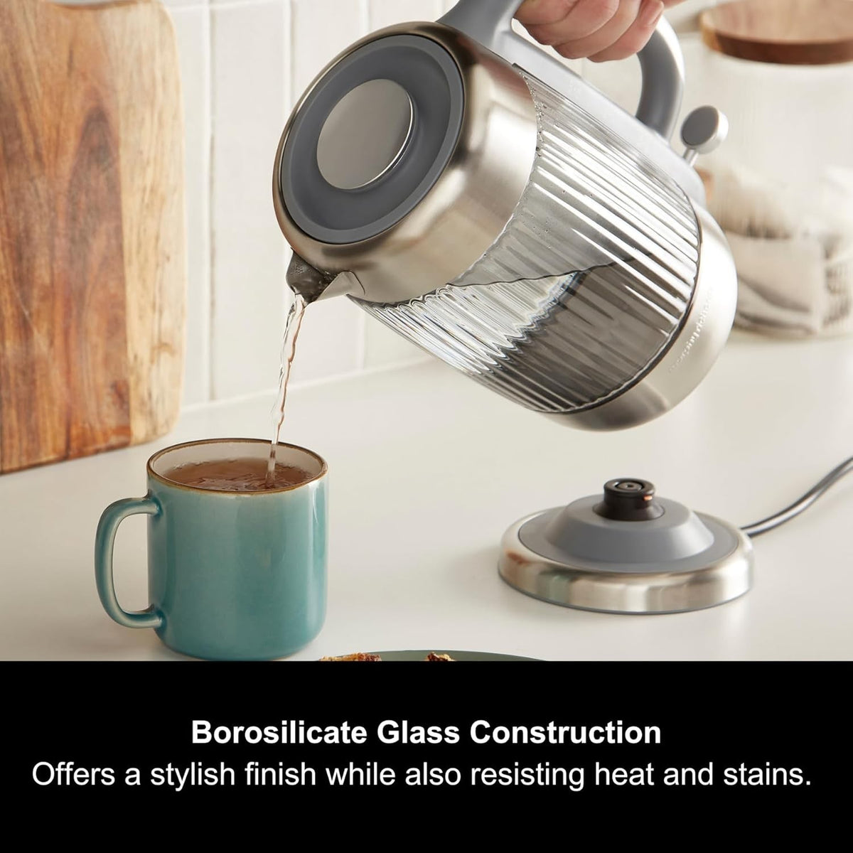 Morphy Richards Lantern Smoked Glass 1.5L 3KW Ribbed Jug Kettle3