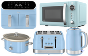SWAN Retro Revive Blue Kettle Toaster Microwave Air Fryer Slow Cooker Set0
