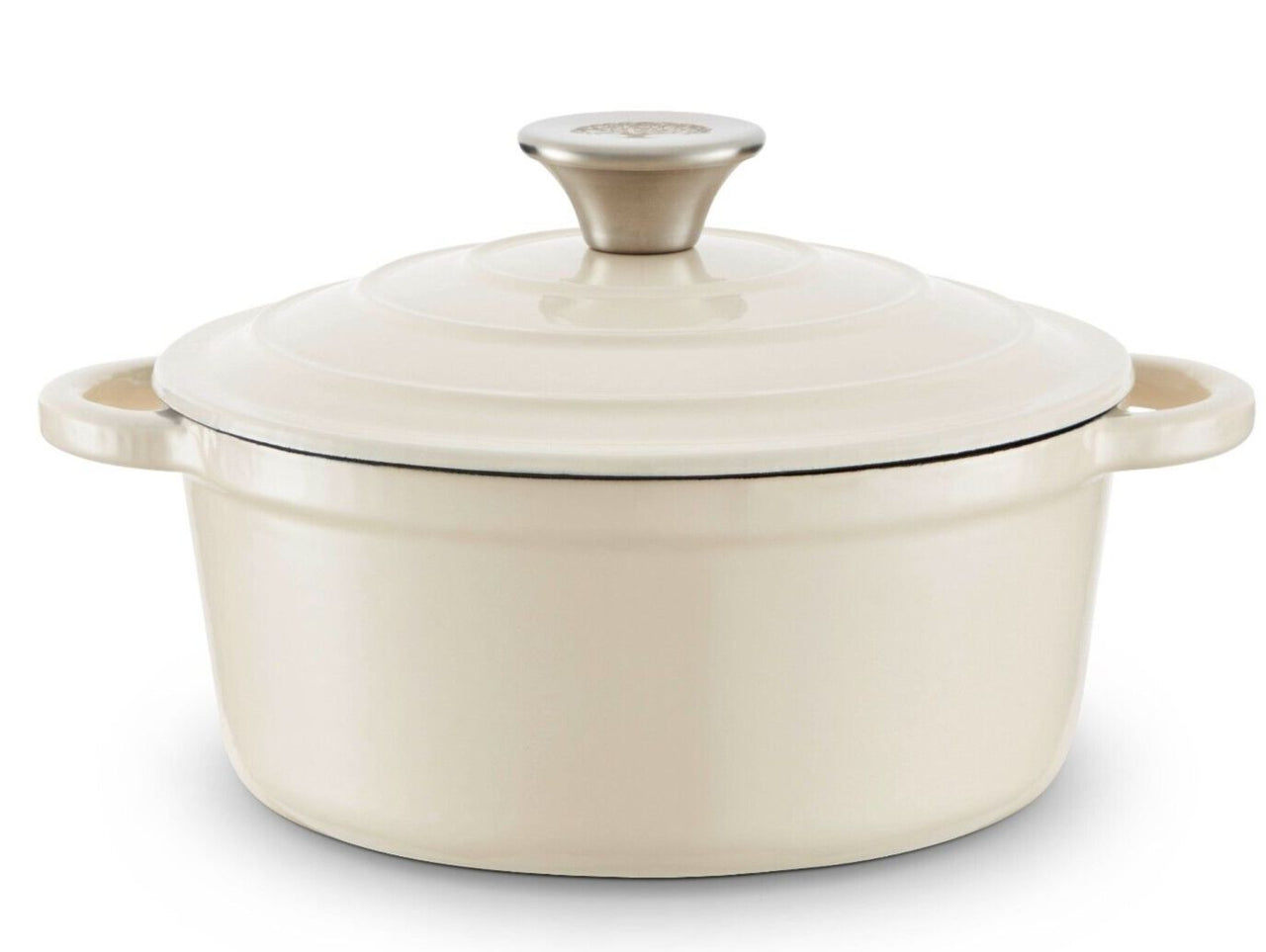 Barbary & Oak Foundry 20cm Round Casserole Pan Cast Iron in Camembert Cream