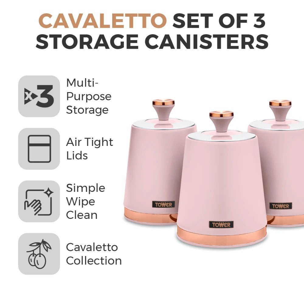 Tower Cavaletto Pink Kitchen Set of 8  Jug Kettle Toaster & Kitchen Storage Set9