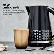 Tower Solitaire Black Kettle 2 Slice Toaster & Microwave T24044BLK Matching Set12