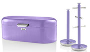 SWAN Retro Purple Bread Bin Mug Tree & Towel Pole Kitchen Storage Set