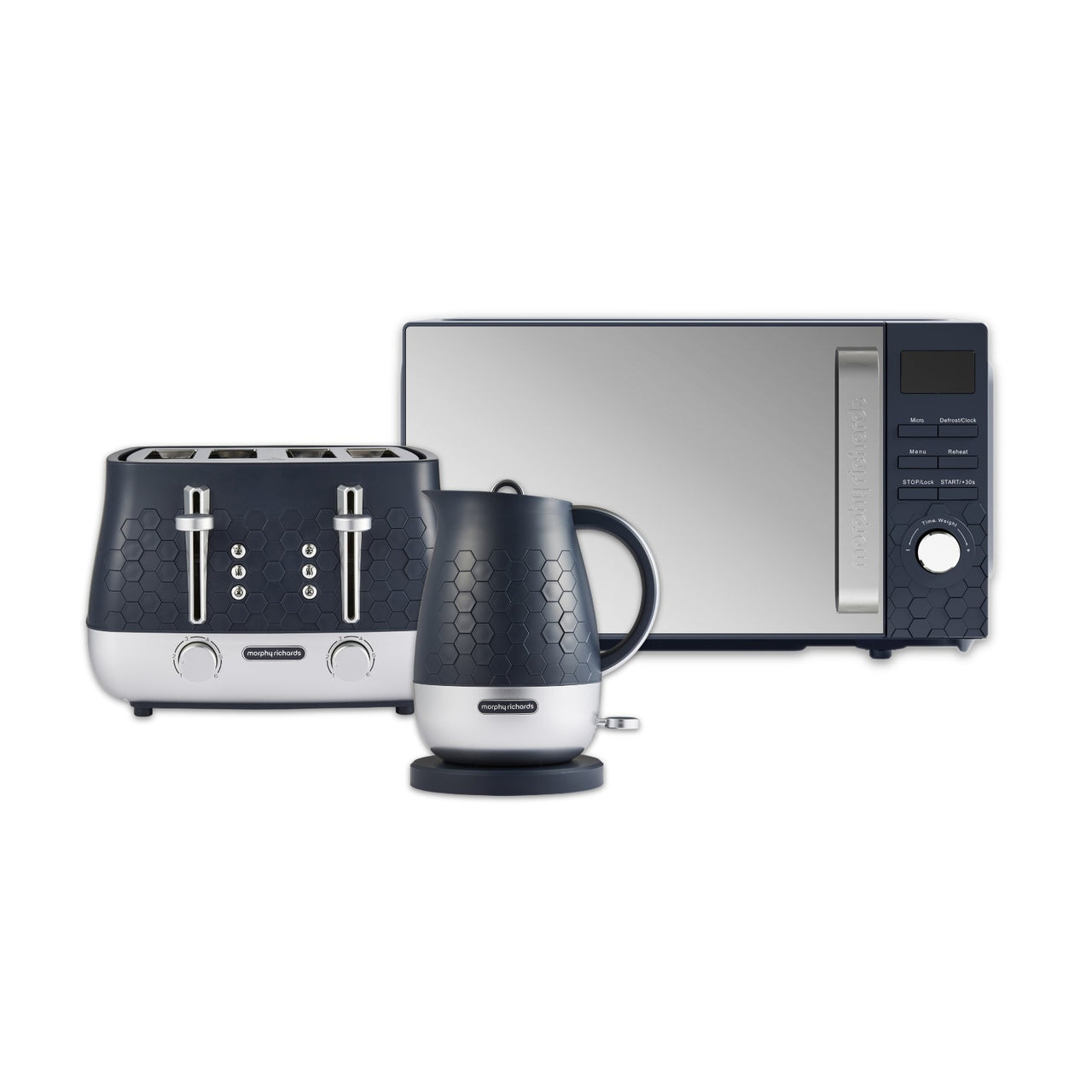 Morphy Richards Cassini Kettle Toaster Microwave Outer Space Blue Bundle Set0