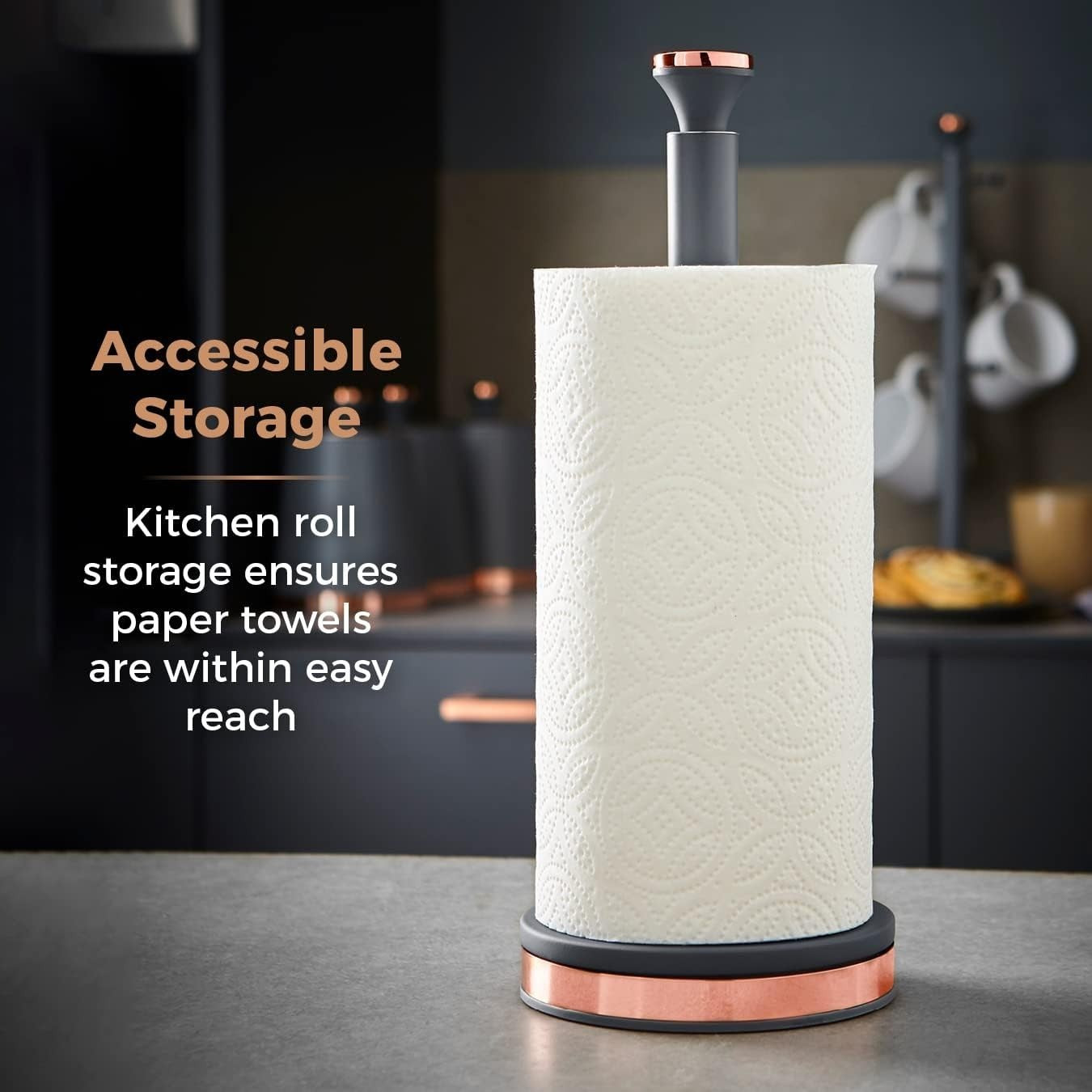 Tower Cavaletto Grey Jug Kettle Toaster Breadbin Canisters Kitchen Roll Holder5