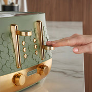 Morphy Richards Cassini 4 Slice Toaster Olivine Green & Gold 2430223