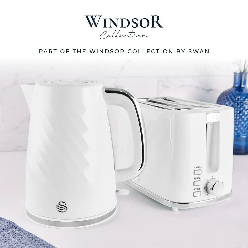 Swan Windsor White Kettle Toaster Microwave Canisters Matching Kitchen Bundle5