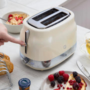 Swan Retro Revive Cream Stovetop Kettle 2 Slice Toaster Microwave Bundle Set5