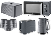 Swan Windsor Grey Kettle Toaster Microwave Breadbin Canisters Kitchen Bundle0