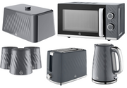 Swan Windsor Grey Kettle Toaster Microwave Breadbin Canisters Kitchen Bundle0