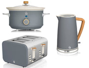 Swan Nordic Grey 1.7L Kettle, 4 Slice Toaster & 3.5L Slow Cooker Matching Kitchen Set