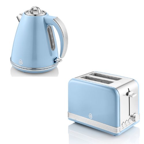 SWAN Retro Blue 1.5L 3KW Jug Kettle & 2 Slice Toaster Matching Set