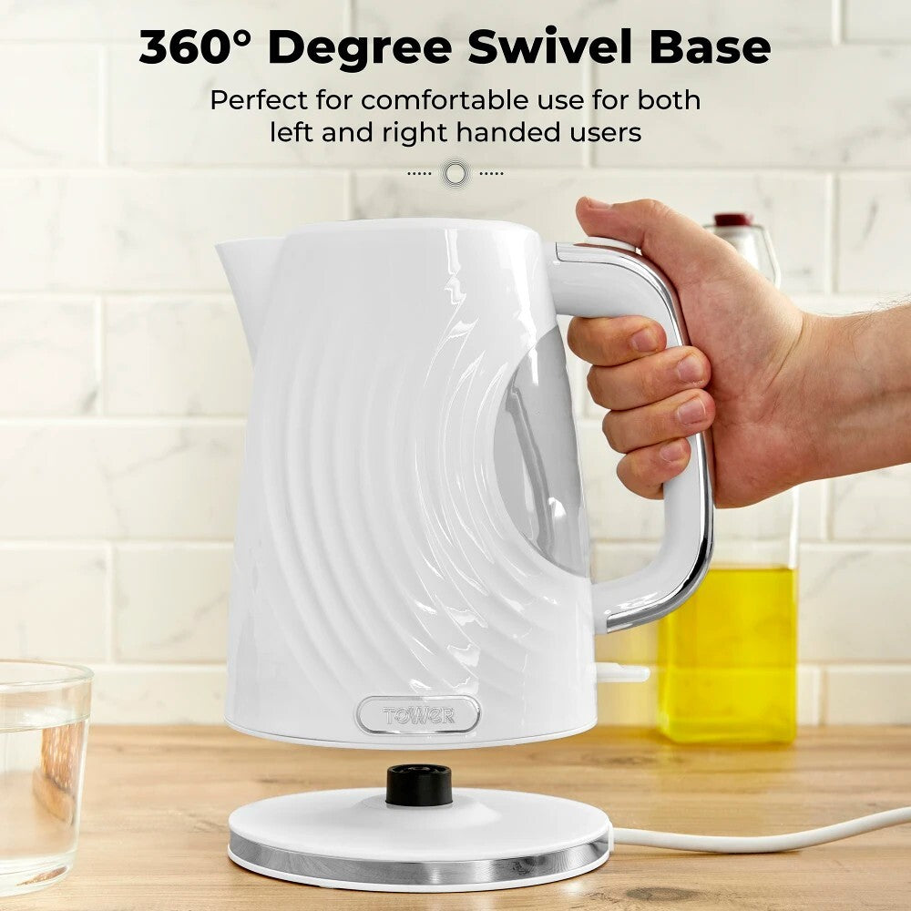 Tower Sonar White Kettle 2 Slice Toaster & 800W 20L Digital Microwave T24045WHT4
