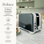 Swan Solace Graphite  Kettle & 2 Slice Toaster High Gloss Finish & Chrome Trim3