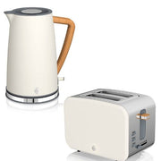 Swan Nordic White 1.7L Kettle & 2 Slice Toaster Scandinavian Design