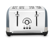 Morphy Richards Venture Retro Basalt 1.5L 3KW Pyramid Kettle & 4 Slice Toaster. Elegant Matching Retro Style Set in Grey/Blue Colour