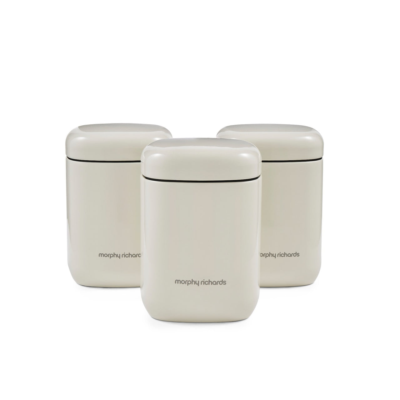 Morphy Richards Tea Coffee Sugar Kitchen Storage Canisters Set of 3 in Cream0