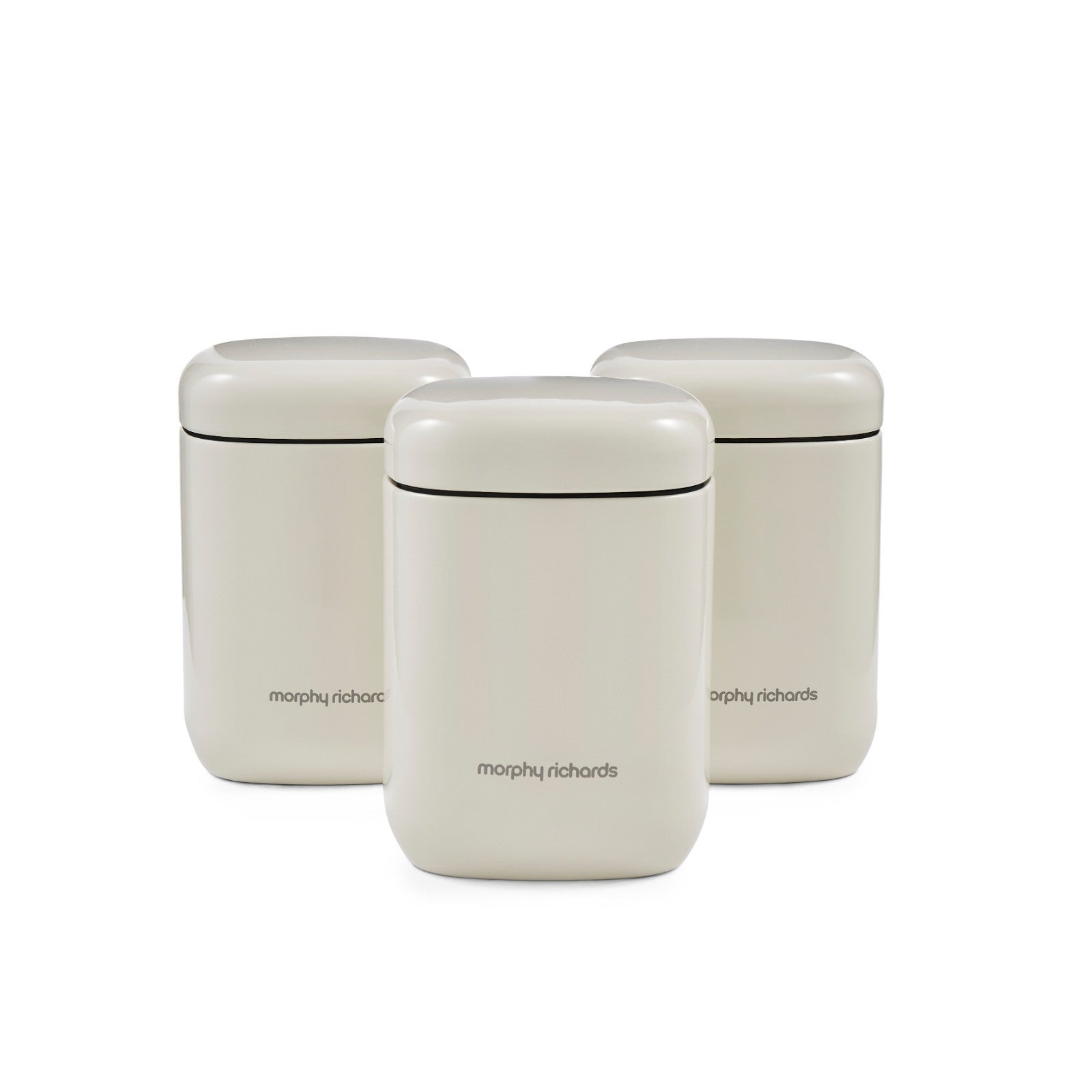 Morphy Richards Tea Coffee Sugar Kitchen Storage Canisters Set of 3 in Cream0