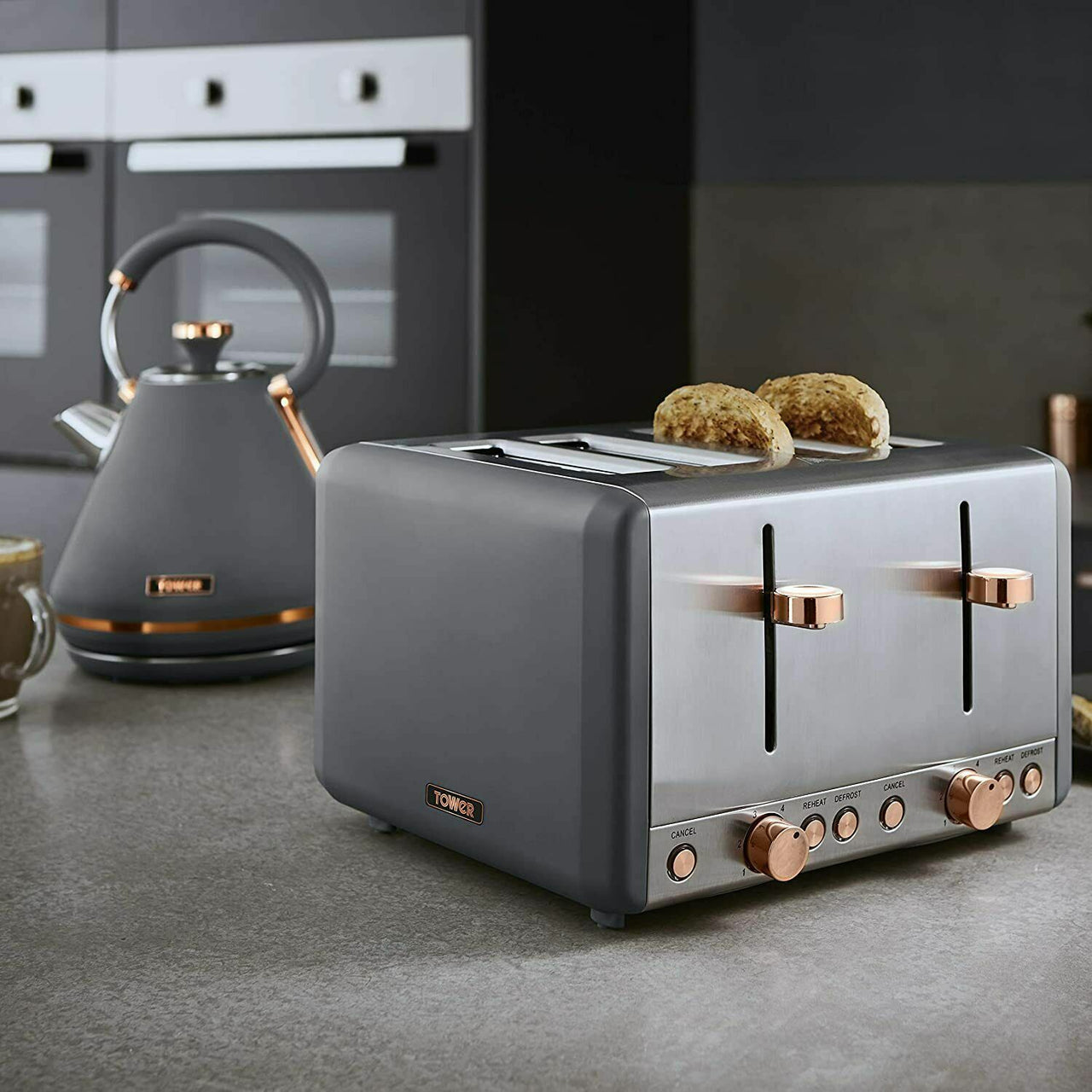 Tower Cavaletto Complete Kitchen Set of 15 Items Grey & Rose Gold 3 Yr Guarantee1
