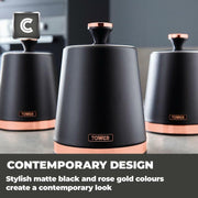 Tower Cavaletto Black Jug Kettle Toaster Microwave Breadbin Canisters Set6