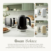 Swan Solace Black Kettle Toaster Microwave & Matching Kitchen Storage Set3