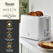 Swan Hexton White Kettle 2 Slice Toaster Microwave SM4420WHT Kitchen Set10