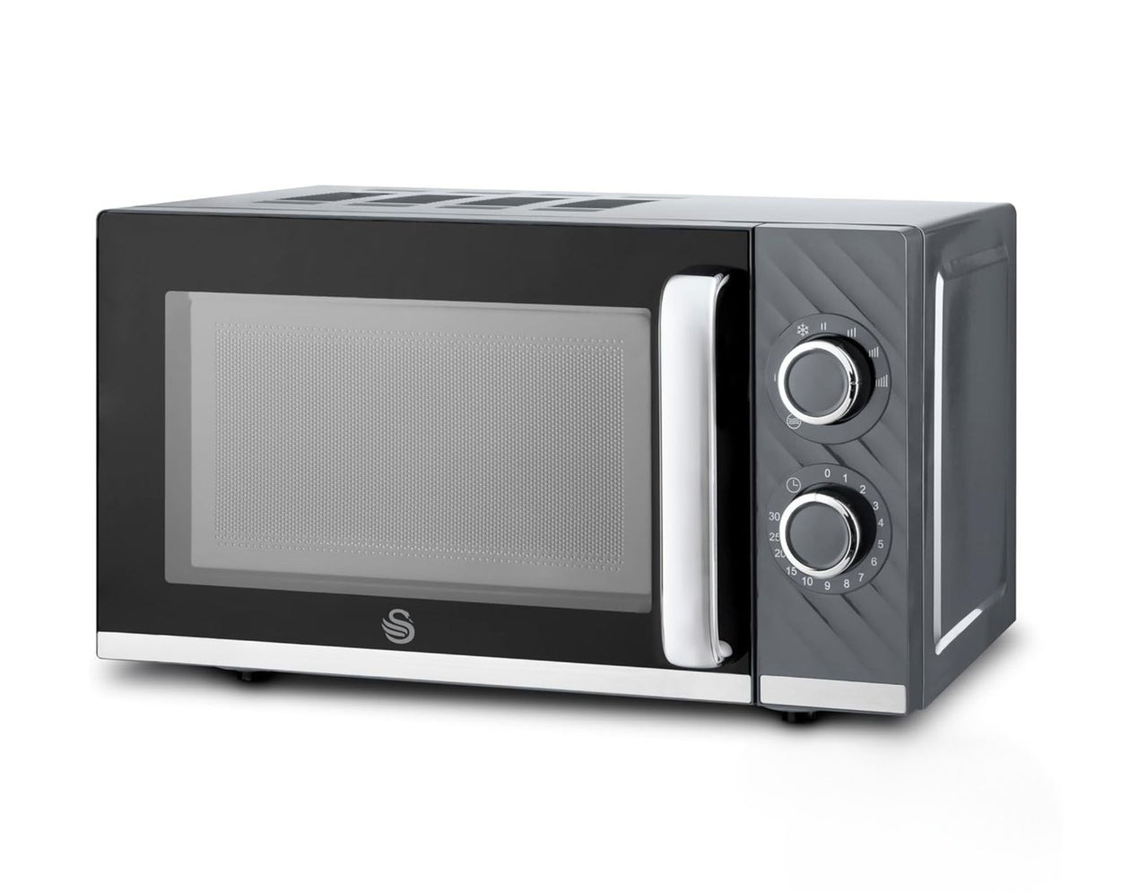 Swan Windsor Grey Microwave 20L Microwave Textured Finish & Chrome SM4424GRY0