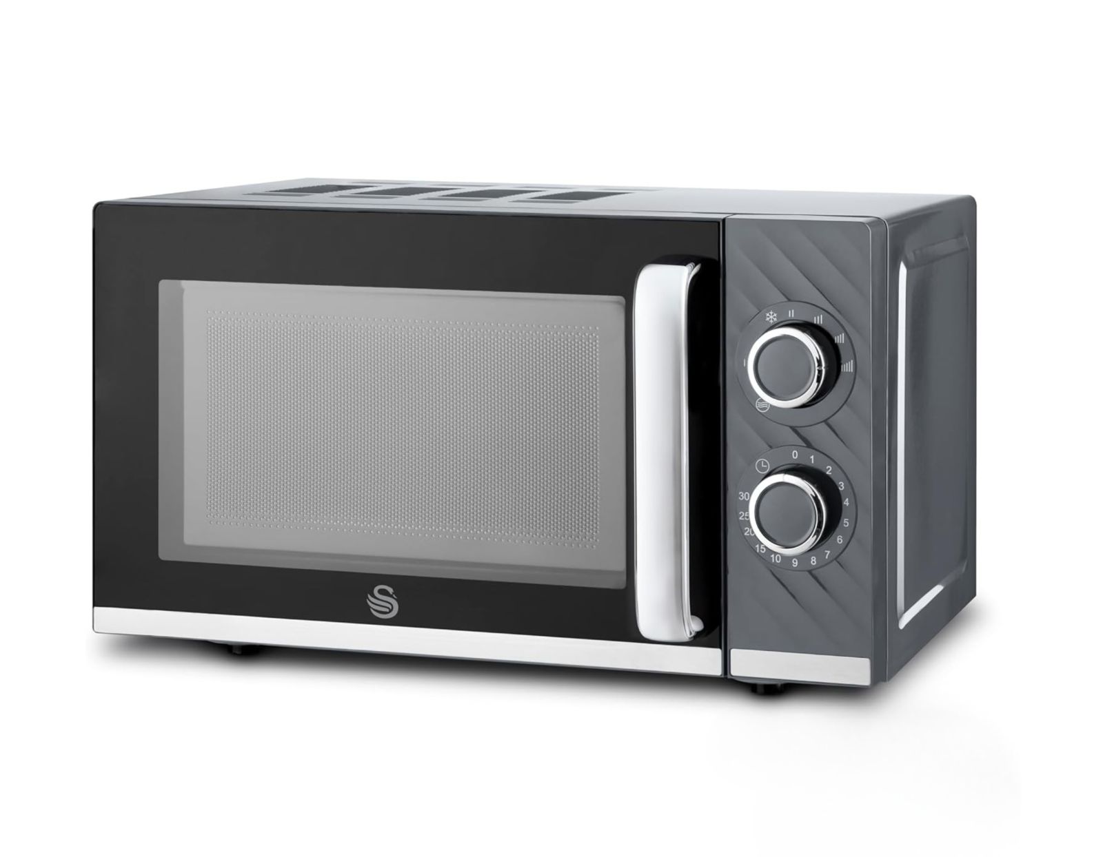 Swan Windsor Grey Microwave 20L Microwave Textured Finish & Chrome SM4424GRY0