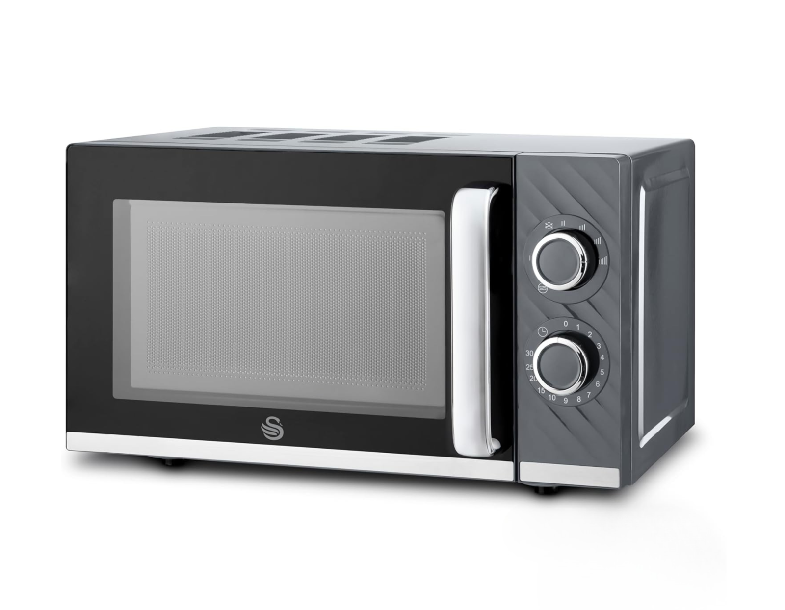 Swan Windsor Grey Microwave 20L Microwave Textured Finish & Chrome SM4424GRY0