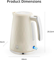 Swan Hexton Cream Rapid Boil Kettle 1.7L 3KW Hexagonal Texture Chrome Accents6