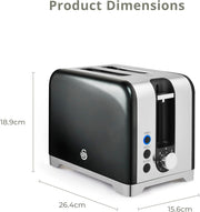 Swan Solace Graphite  Kettle & 2 Slice Toaster High Gloss Finish & Chrome Trim13