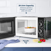 Swan Windsor Black Microwave 20L Microwave Textured Finish & Chrome SM4424BLK2