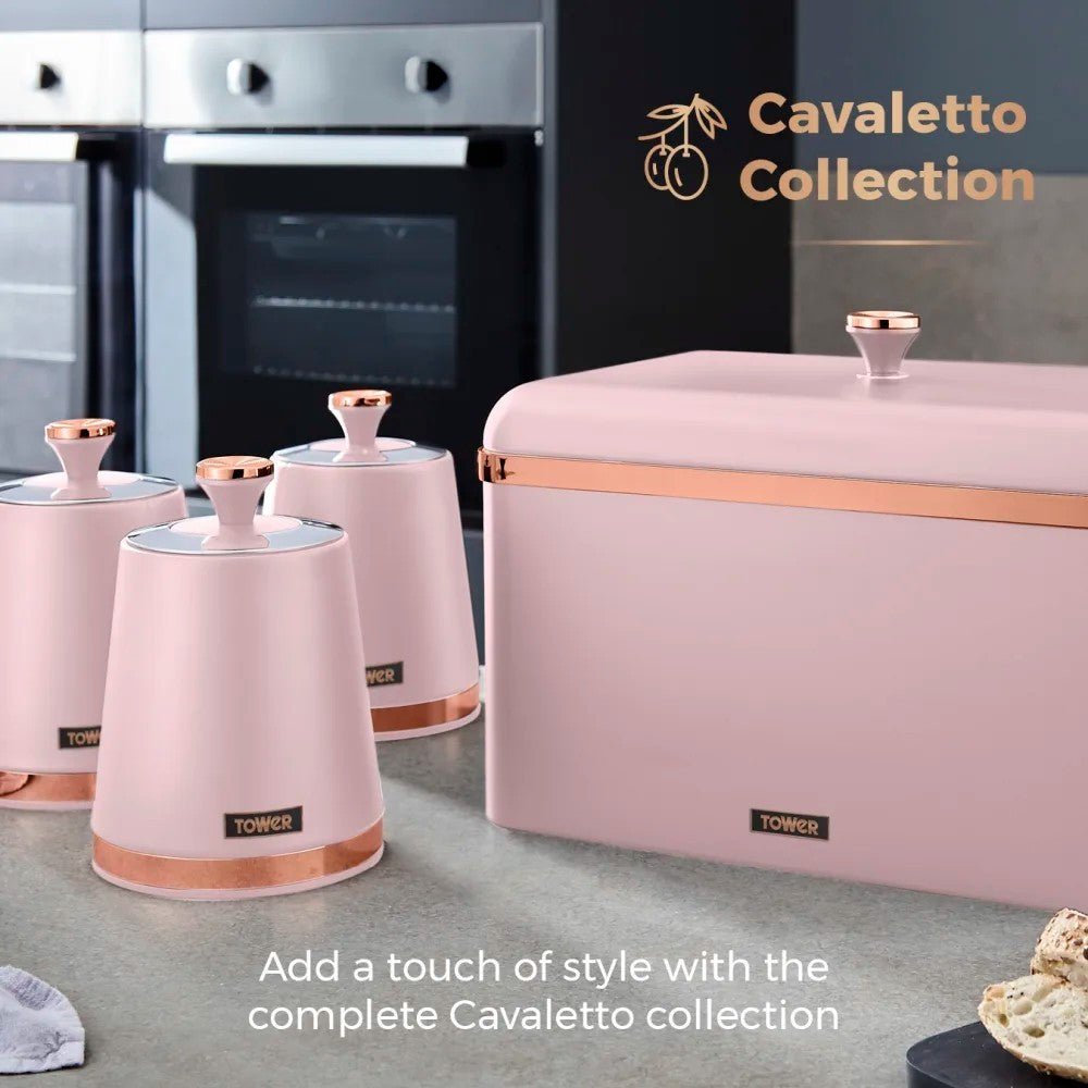 Tower Cavaletto Pink Kettle Toaster Breadbin Canisters Kitchen Roll Holder Set17