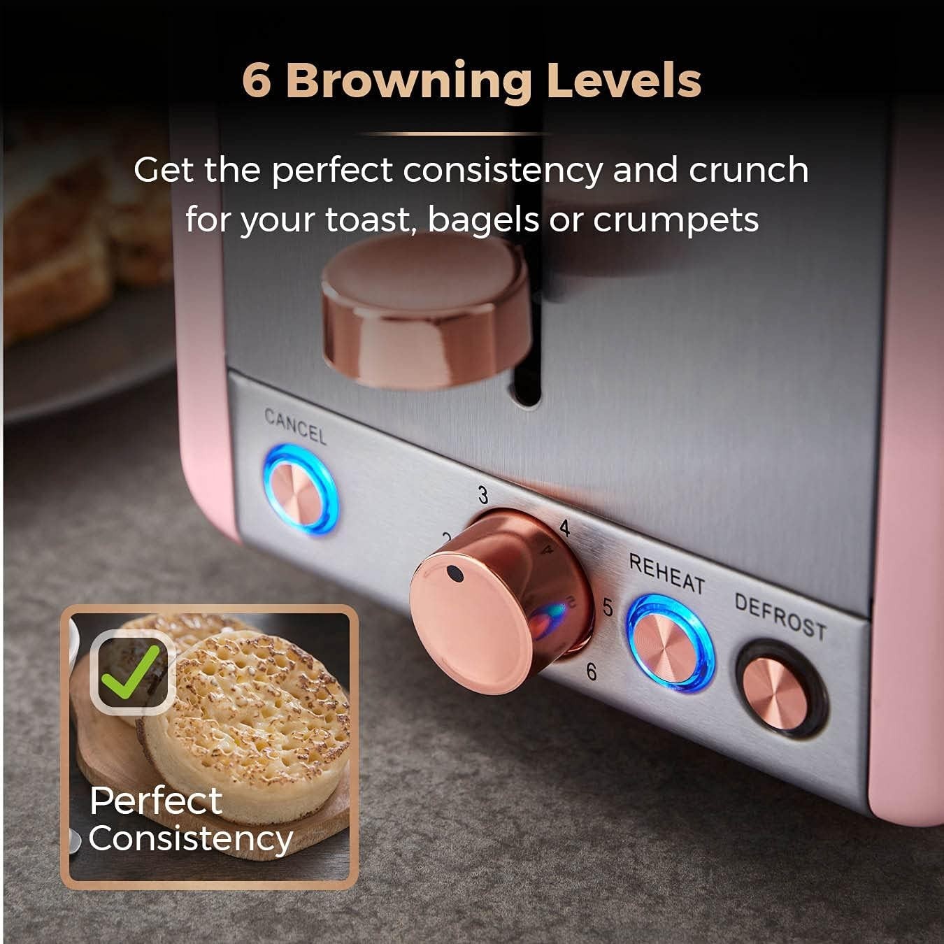 Tower Cavaletto Pink Kettle Toaster Breadbin Canisters Kitchen Roll Holder Set20