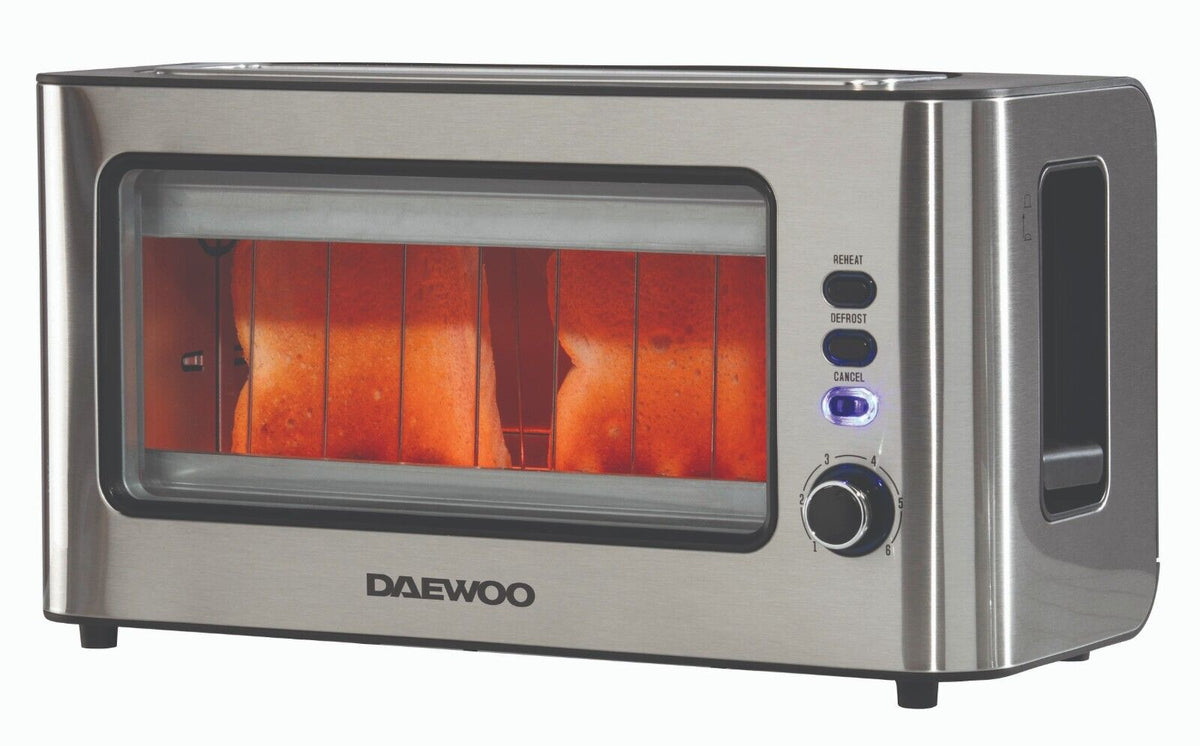 Dew Toaster Daewoo 2 Slice Glass Toaster Modern Design Stainless Steel SDA1060GE